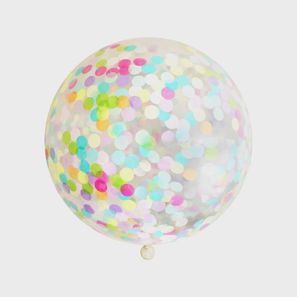 3 foot Clear Balloon With Confetti -RAINBOW